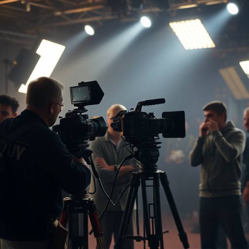 Film crew working on a movie set